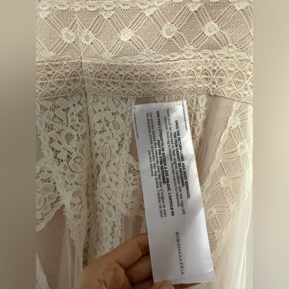 BCBG MAXAZARIA Andi Handkerchief Asymmetrical Lace Tulle Dress Off-White- Size 8 - Picture 13 of 13